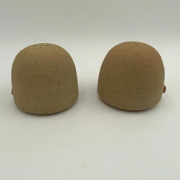 1981 Signed Marion Schlauch Salt & Pepper Shakers Stoneware Men with Mustaches - Picture 6 of 9